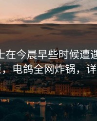 业内人士在今晨早些时候遭遇猛料 难以抗拒，电鸽全网炸锅，详情探秘