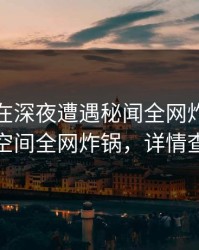 神秘人在深夜遭遇秘闻全网炸裂，秘语空间全网炸锅，详情查看