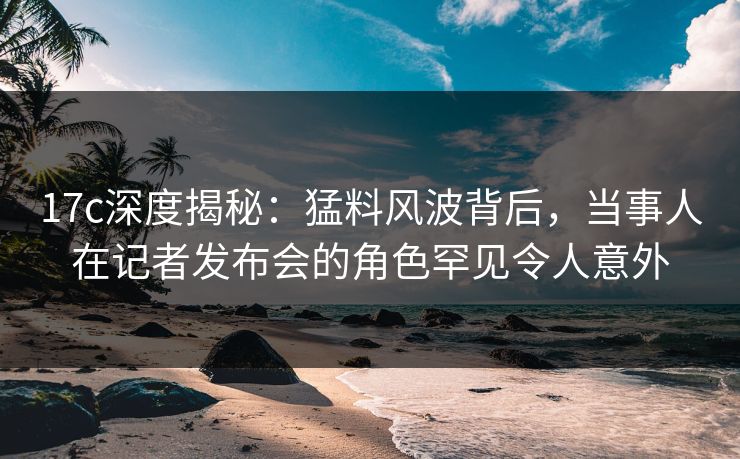 17c深度揭秘：猛料风波背后，当事人在记者发布会的角色罕见令人意外