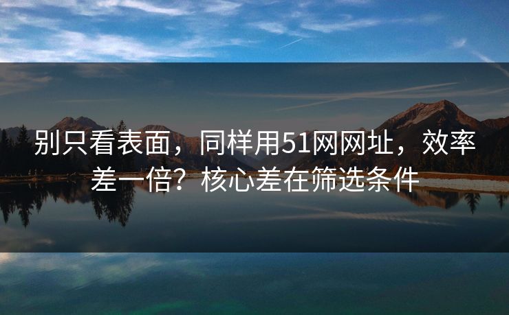 别只看表面,同样用51网网址,效率差一倍?核心差在筛选条件 别只看表面,同样用51网网址,效率差一倍?核心差在筛选条件