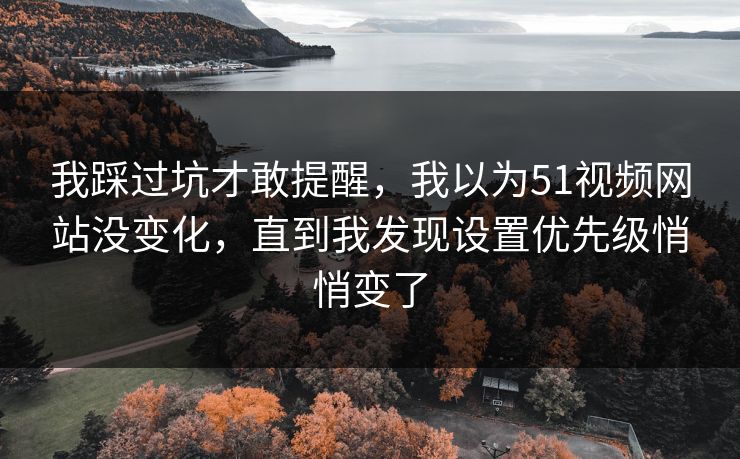 我踩过坑才敢提醒,我以为51视频网站没变化,直到我发现设置优先级悄悄变了 我踩过坑才敢提醒,我以为51视频网站没变化,直到我发现设置优先级悄悄变了