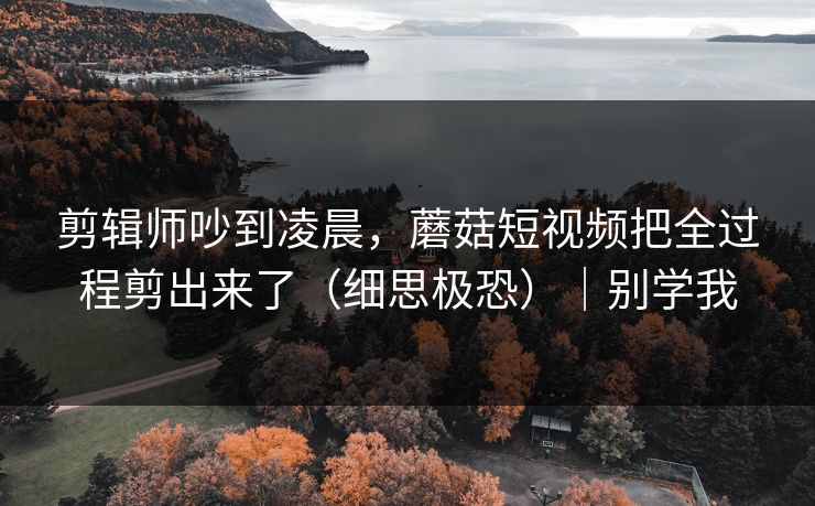剪辑师吵到凌晨，蘑菇短视频把全过程剪出来了（细思极恐）｜别学我