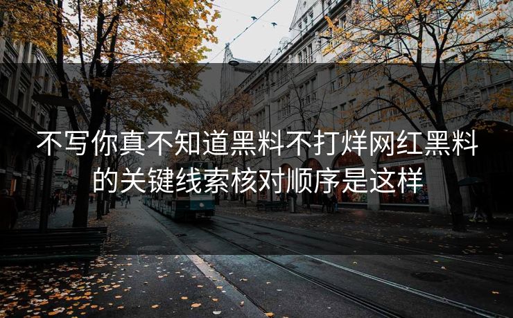 不写你真不知道黑料不打烊网红黑料的关键线索核对顺序是这样 不写你真不知道黑料不打烊网红黑料的关键线索核对顺序是这样